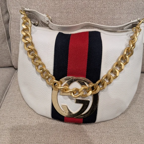 Gucci Sherry Vintage White Leather Hobo Bag - Picture 1 of 13